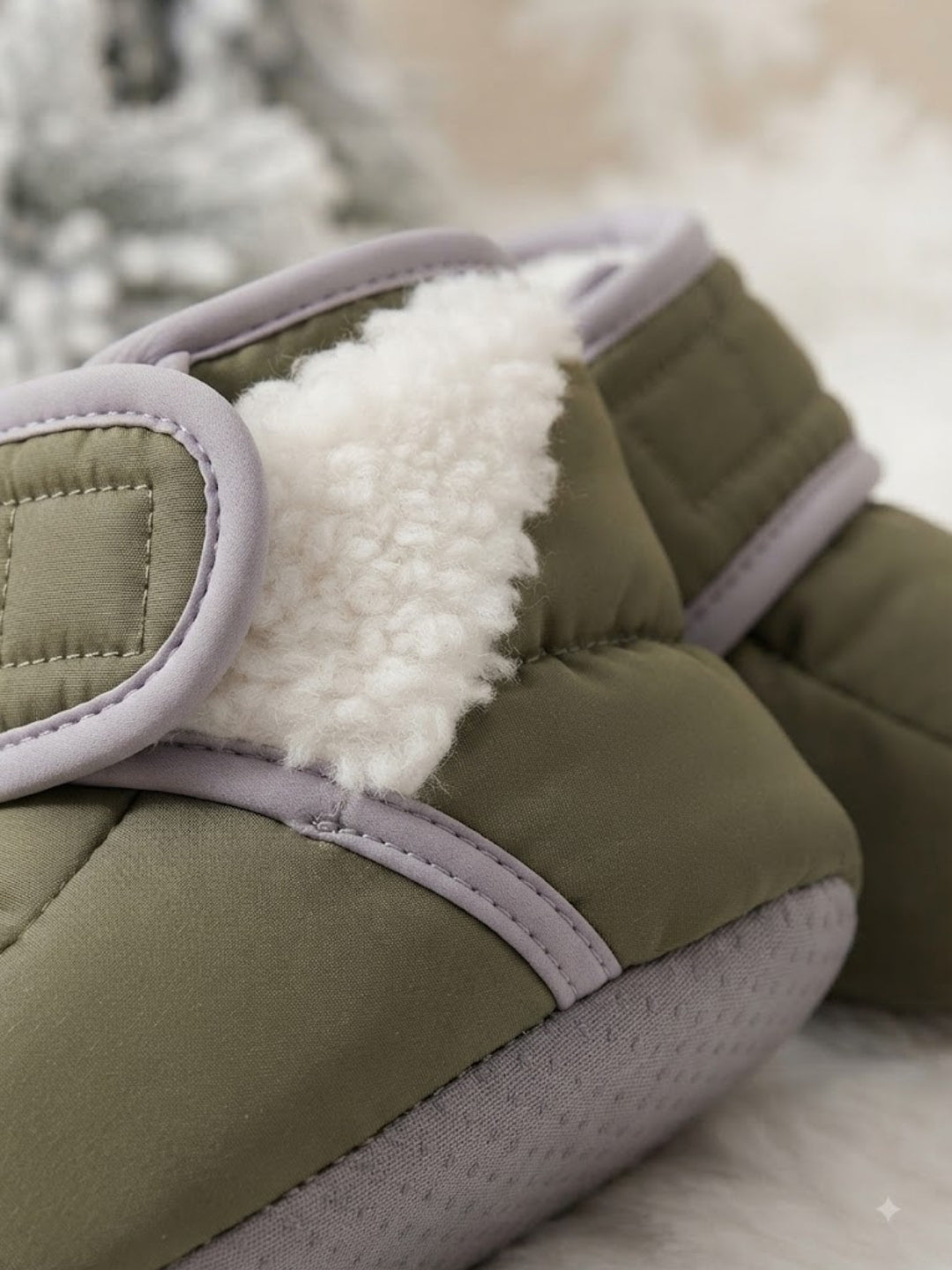 Cdeck Baby Fleece Winter Booties for Boys & Girls, Soft Cozy Booties with Adjustable Strap, 3-9 Months