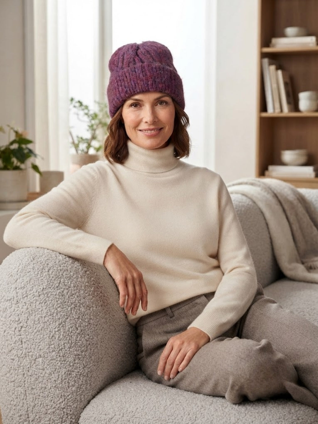 Cdeck Women Woolen Cap | Soft Knitted Winter Beanie for Women | Warm & Stylish Winter Wear | Free Size| Dusty Mauve