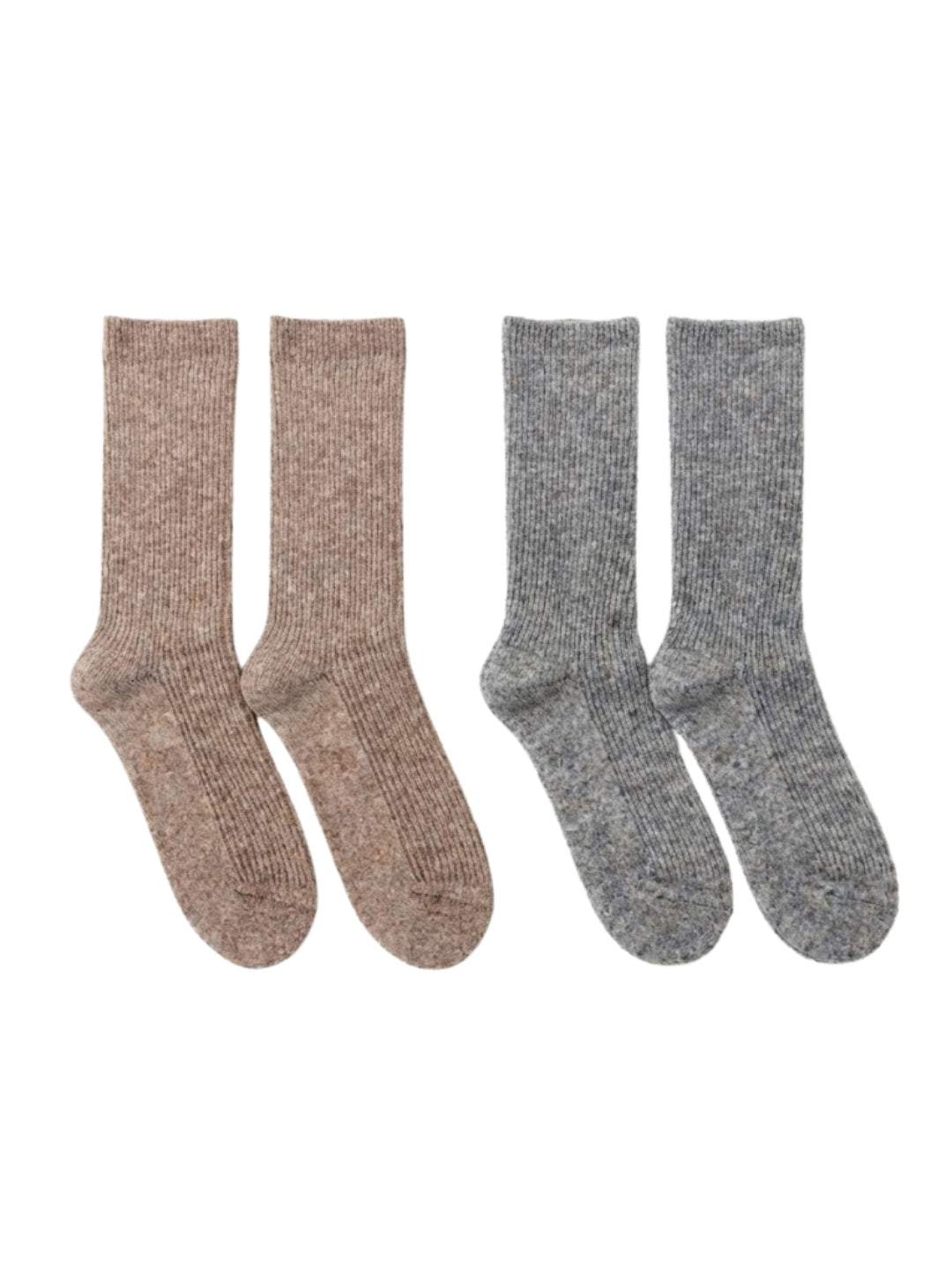Cdeck Unisex Woolen Winter Socks for Men & Women – Pack of 2 Pairs | Comfortable Cold Weather Daily Wear | Free Size |Taupe & Grey