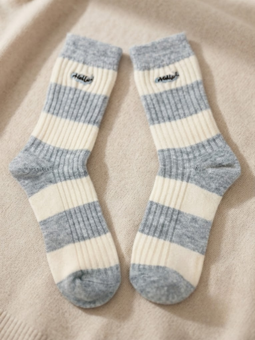 Cdeck Women’s Soft Wool Socks | Warm, Cozy & Stylish Blue & White Striped Socks