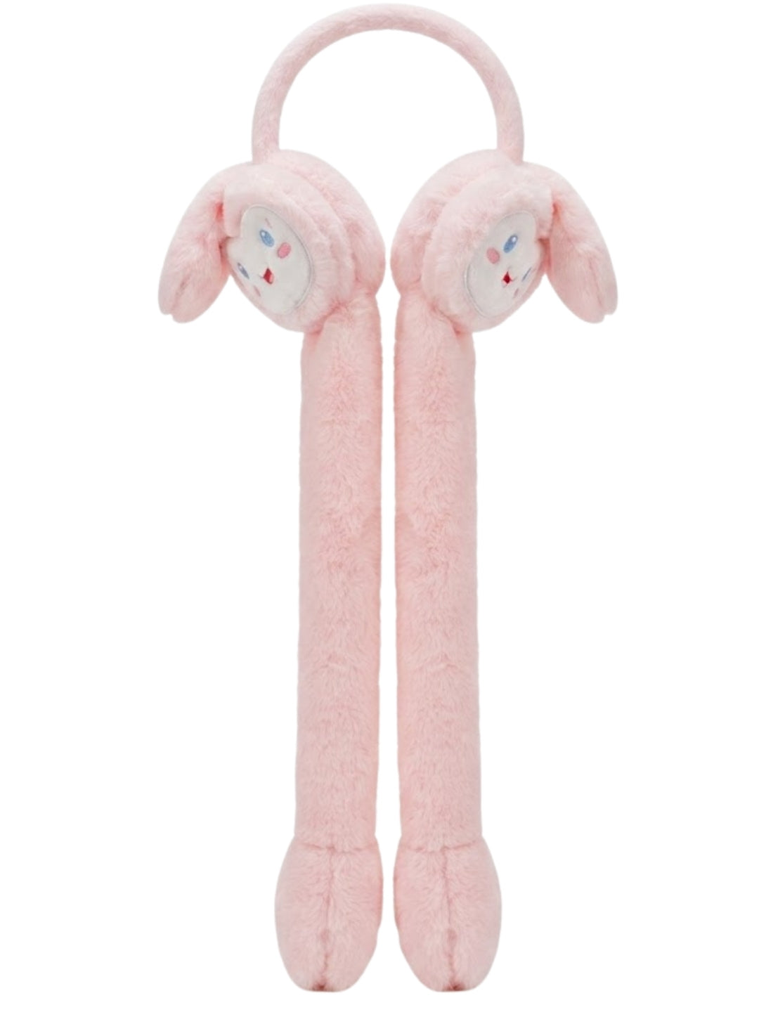 Cdeck Velvet Pink Bunny Earmuffs for Girls & Women, Soft Warm Winter Earmuffs with Long Hanging Ear Covers, Free Size
