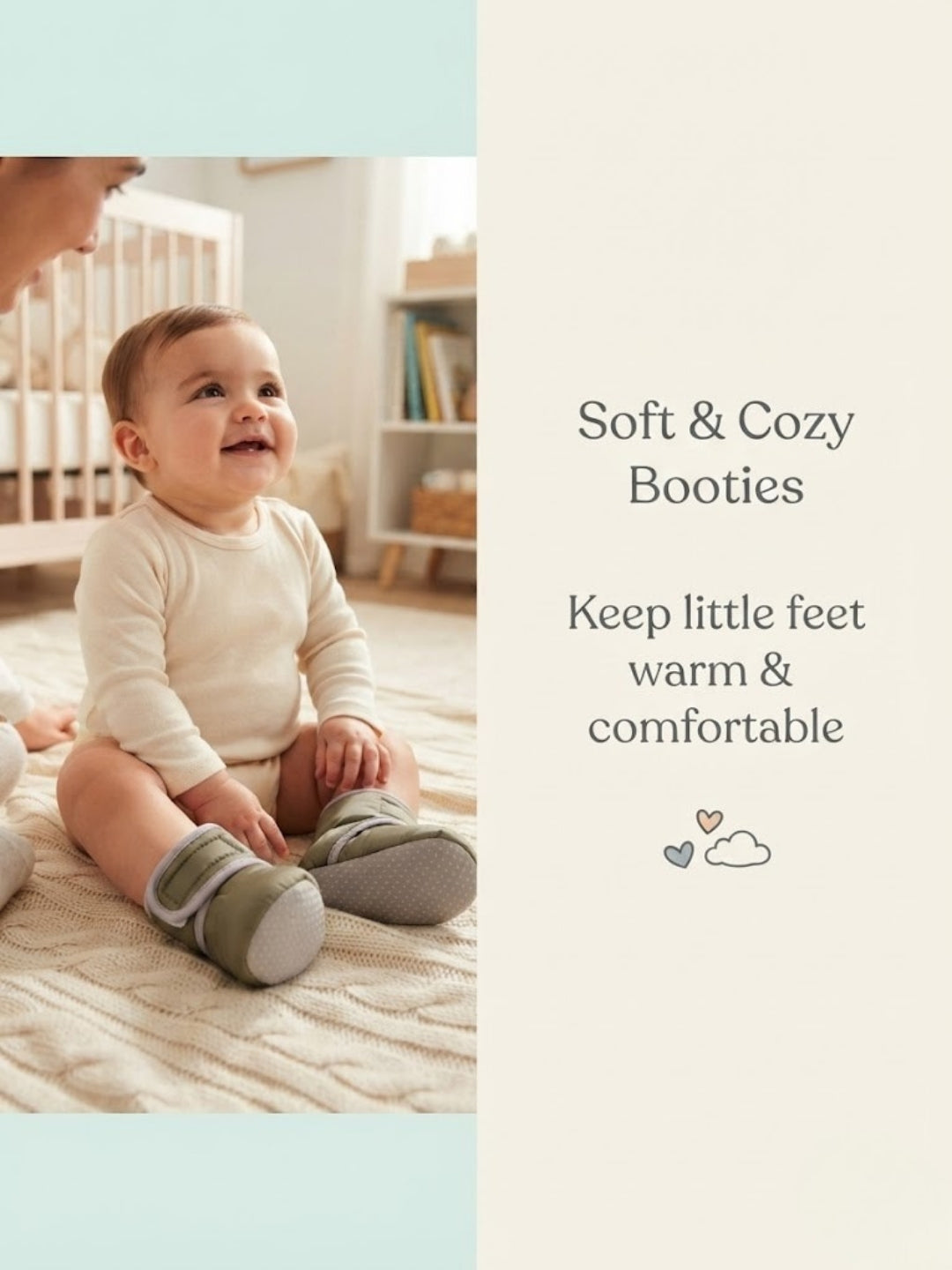 Cdeck Baby Fleece Winter Booties for Boys & Girls, Soft Cozy Booties with Adjustable Strap, 3-9 Months