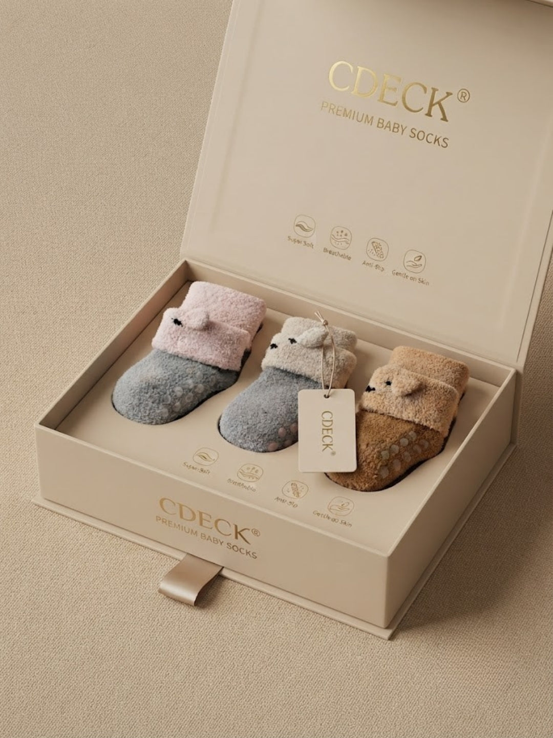 Cdeck Baby Winter Socks | Soft Rabbit Hair Wool Warm Stretchable Socks & Anti-Skid Sole | 0–4 Years | Pack of 3 | Multicolor