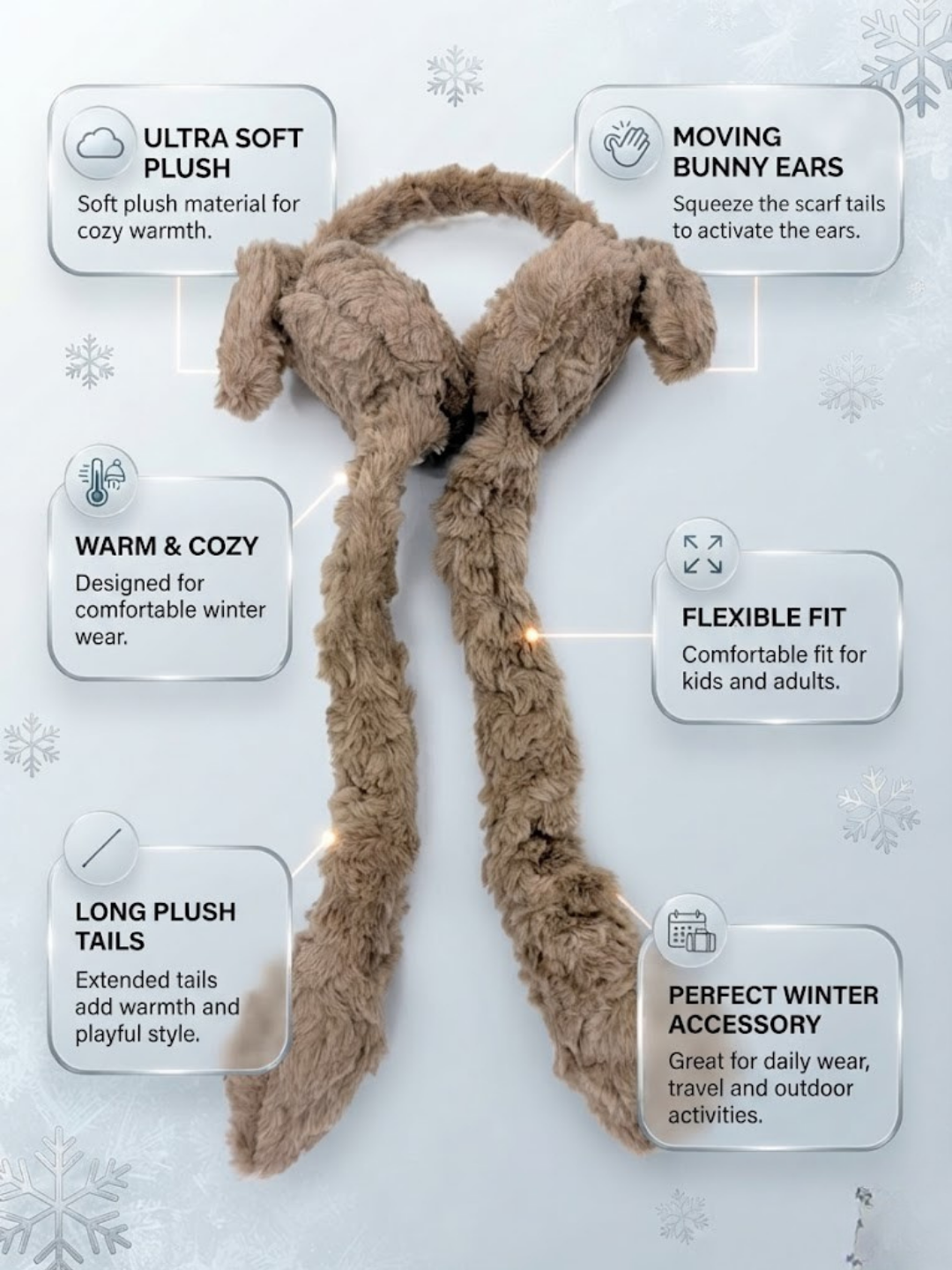 Cdeck Plush Fur Earmuffs for Girls & Women, Soft Warm Winter Earmuffs with Long Hanging Ear Covers, Free Size