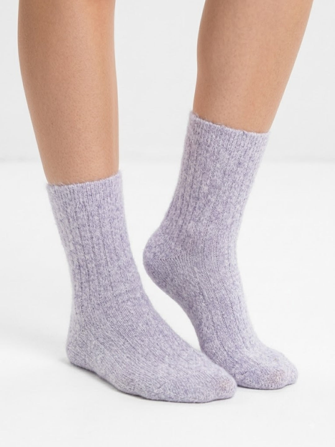 Cdeck Women’s Soft Ribbed Winter Socks  |  Cozy Warm Comfortable Crew Socks | Lavender Color | Free Size