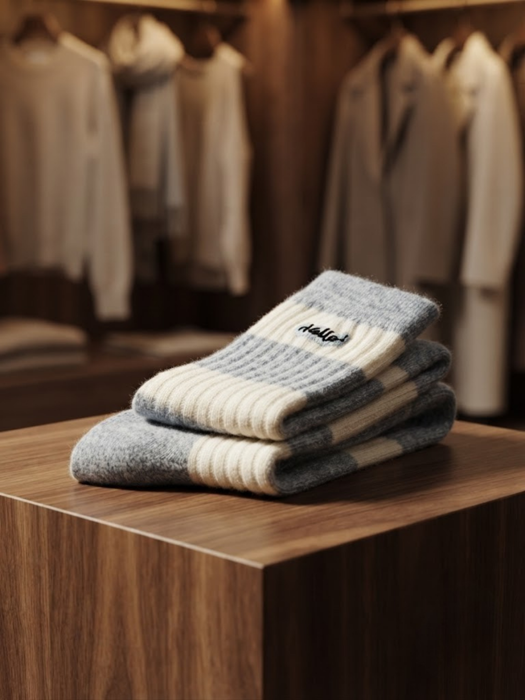 Cdeck Women’s Soft Wool Socks | Warm, Cozy & Stylish Blue & White Striped Socks