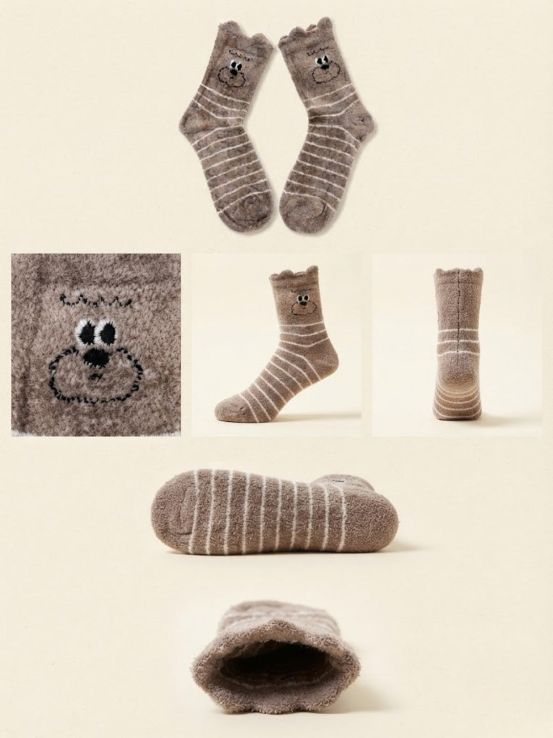 Cdeck Rabbit Hair Wool Socks for Women, Fuzzy Warm Winter Socks with Cute Animal Face