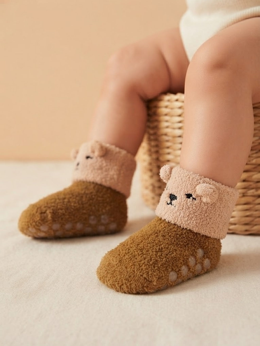 Cdeck Baby Winter Socks | Soft Rabbit Hair Wool Warm Stretchable Socks & Anti-Skid Sole | 0–4 Years | Pack of 3 | Multicolor