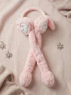 Cdeck Velvet Pink Bunny Earmuffs for Girls & Women, Soft Warm Winter Earmuffs with Long Hanging Ear Covers, Free Size