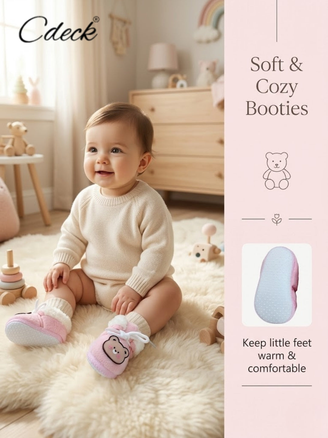 Cdeck Warm Winter Booties for Kids | Soft & Comfortable | 3–18 Months