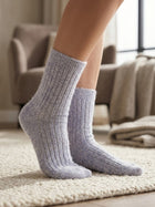 Cdeck Women’s Soft Ribbed Winter Socks  |  Cozy Warm Comfortable Crew Socks | Lavender Color | Free Size