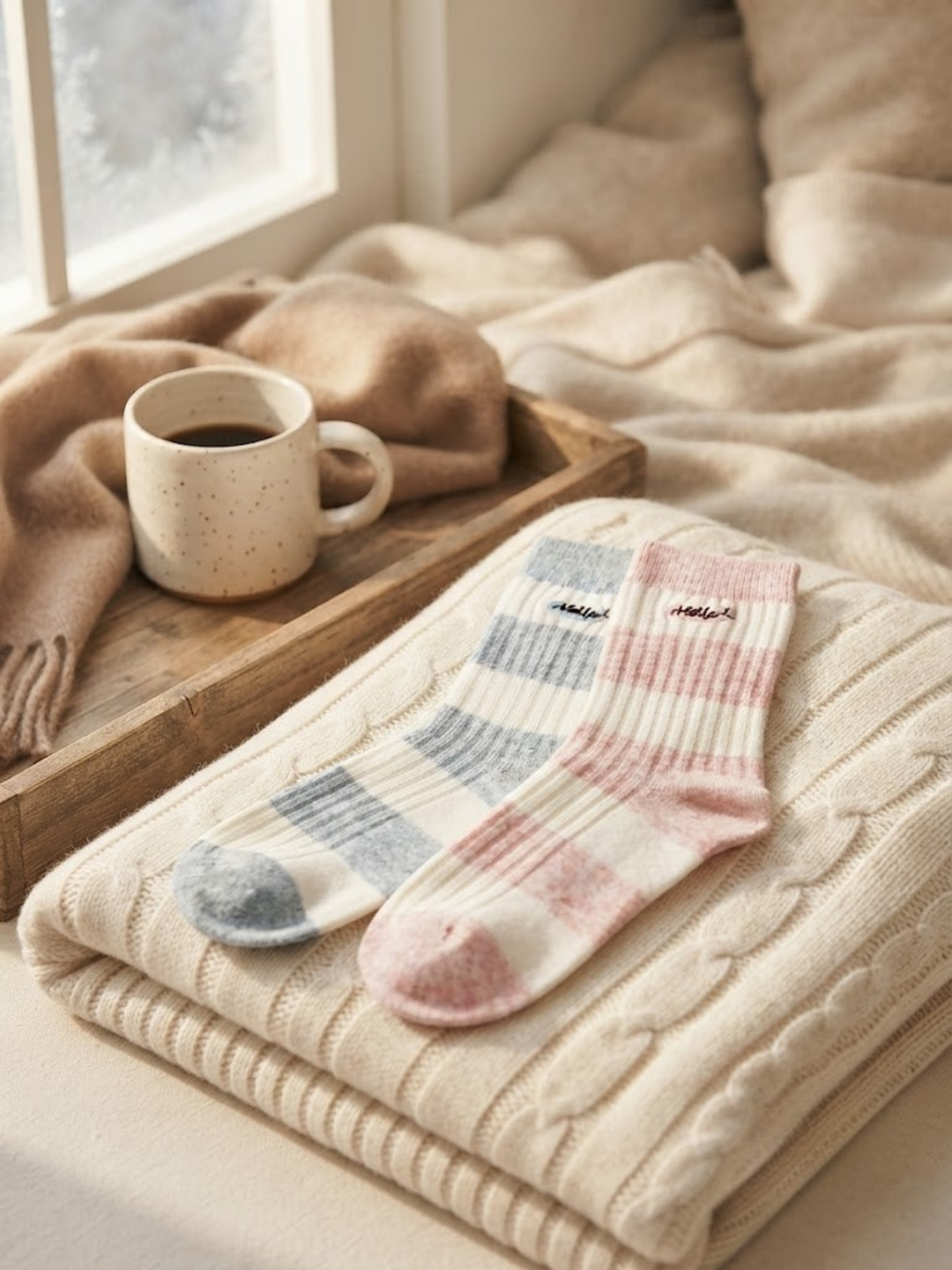 Cdeck Women’s Wool Blend Warm Crew Socks – Stylish Striped Socks Combo