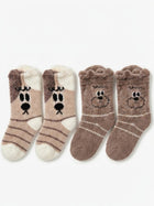 Cdeck Rabbit Hair Wool Socks for Women, 2 Pairs Fuzzy Warm Winter Socks with Cute Animal Pattern