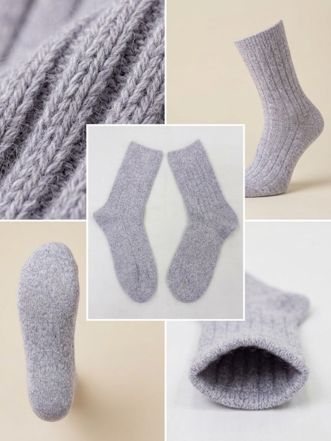 Cdeck Women’s Soft Ribbed Winter Socks  |  Cozy Warm Comfortable Crew Socks | Lavender Color | Free Size