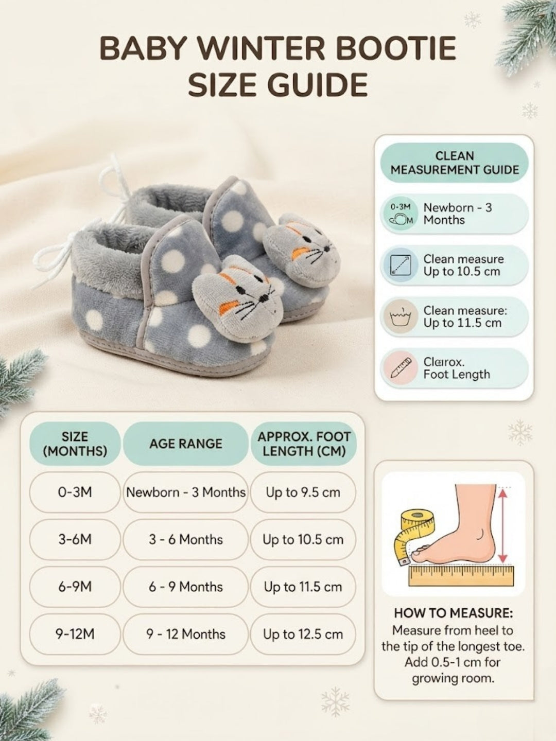 Cdeck Baby Cat Plush Booties for Boys & Girls, Soft Warm Fleece Shoes with Cute Animal Design, 3-9 Months