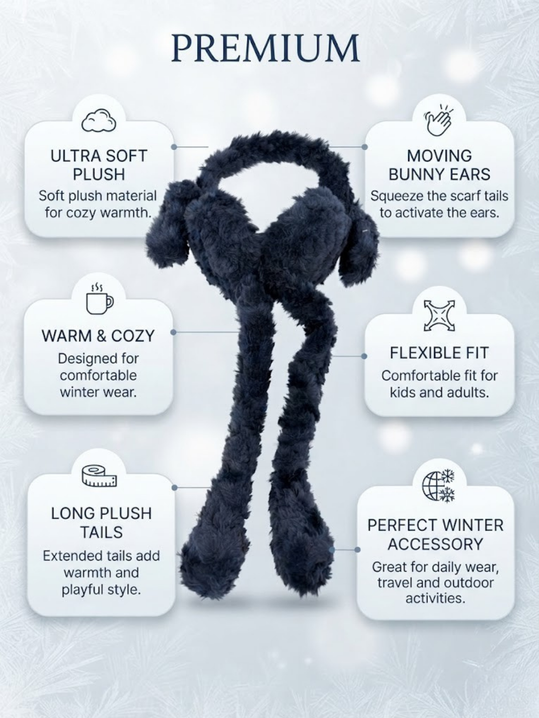 Cdeck Velvet Earmuffs for Girls & Women, Soft Warm Winter Earmuffs with Long Hanging Ear Covers, Free Size