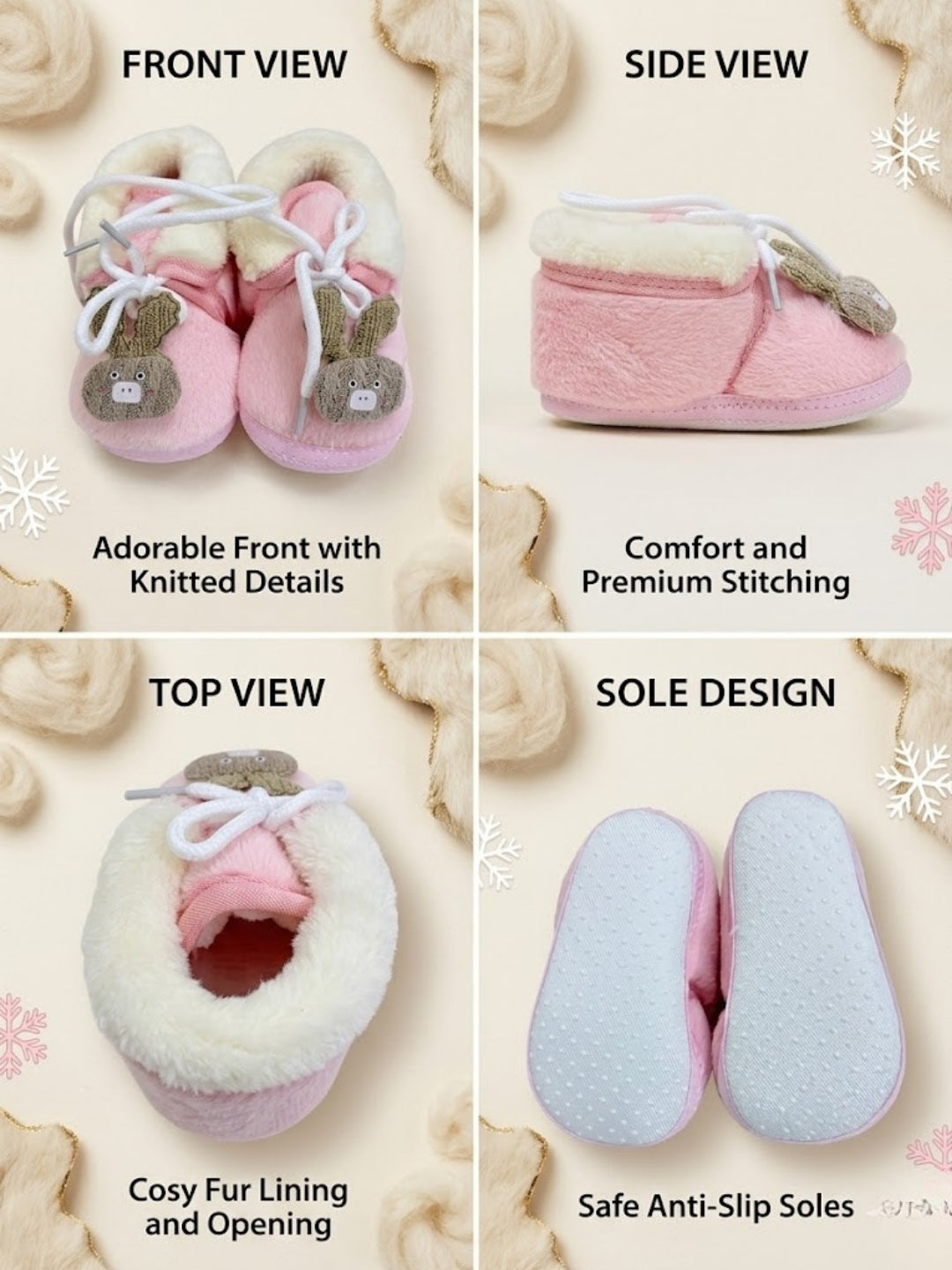 Cdeck Winter Booties for Girls & Boys | Soft, Warm & Comfortable Baby Footwear | 3–18 Months