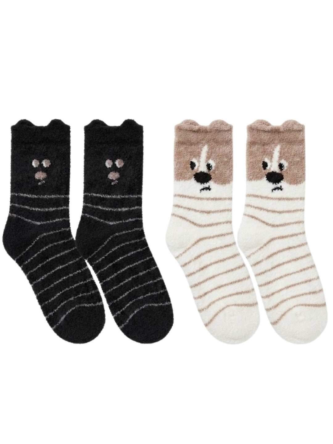 Cdeck Rabbit Hair Wool Socks for Women, 2 Pairs Fuzzy Warm Winter Socks with Cute Animal Face