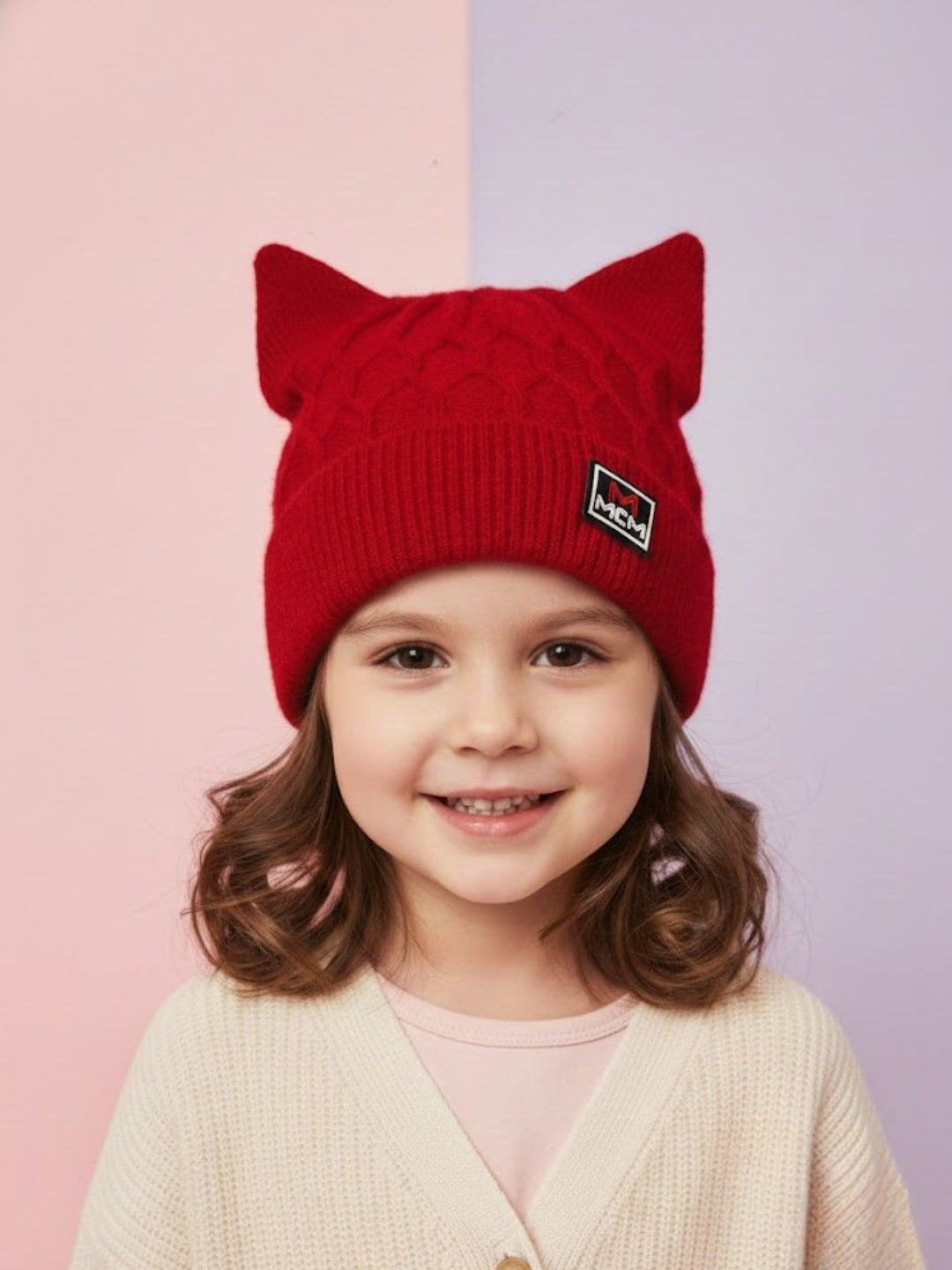 Cdeck Kids Woolen Winter Cap with Cute Cat Ear Design | Soft, Warm & Cozy Winter Wear | 2–4 Years