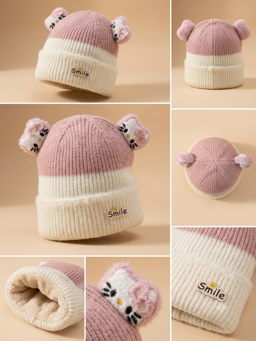 Cdeck Kids Woolen Winter Cap for Boys & Girls | Warm & Comfortable Winter Wear | 2–4 Years | Pink