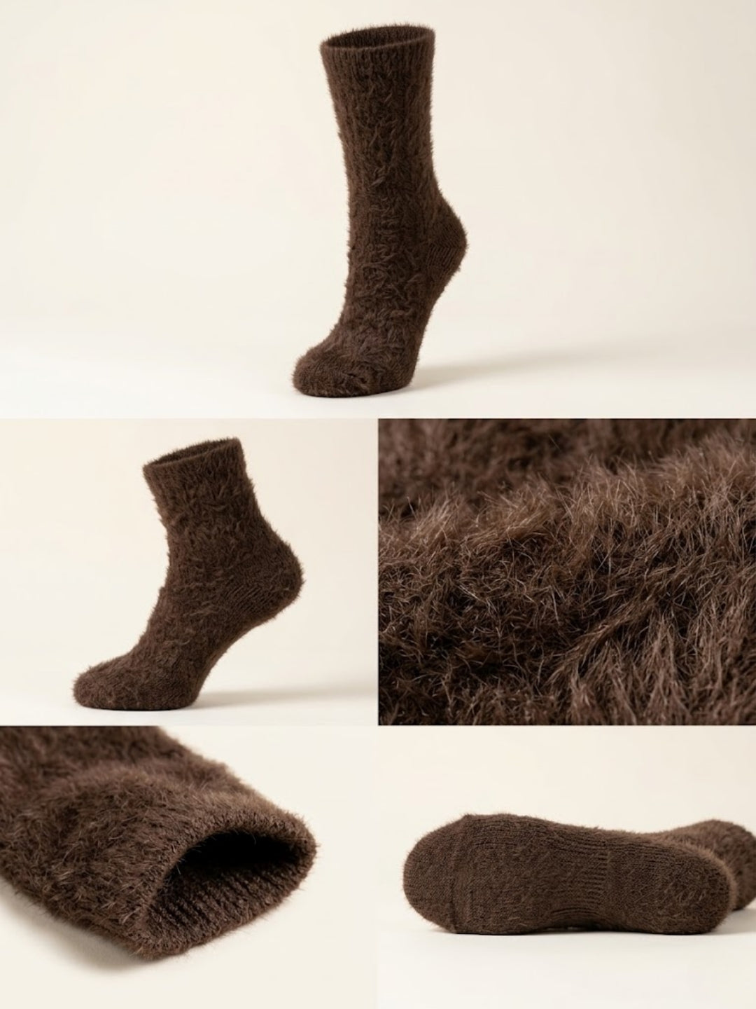 Cdeck Women’s Soft & Warm Woolen Fuzzy Socks | Cozy Thick Winter Socks for Women | Brown