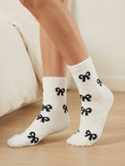 Cdeck Women’s Mid-Calf Rabbit Hair Wool Socks – Premium Soft Warm Fuzzy Winter Socks, Cozy Plush Socks with Cute Bow Pattern
