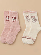 Cdeck Rabbit Hair Wool Socks for Women, 2 Pairs Fuzzy Warm Winter Socks with Cute Rabbit Pattern