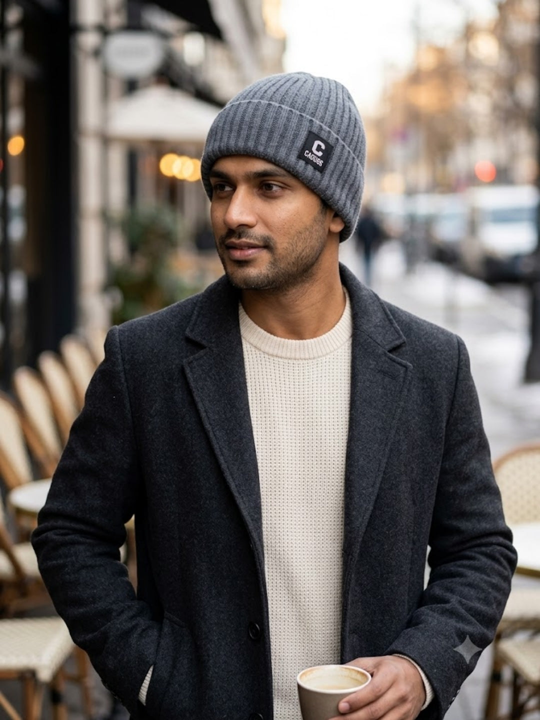 Cdeck Men’s Woolen Winter Cap | Ribbed Knitted Beanie | Free Size | Warm & Comfortable | Black