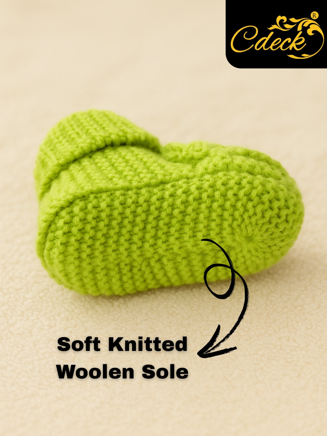 Cdeck Hand Knitted Baby Woolen Booties | Soft, Warm & Comfortable Newborn Footwear | 0–12 Months