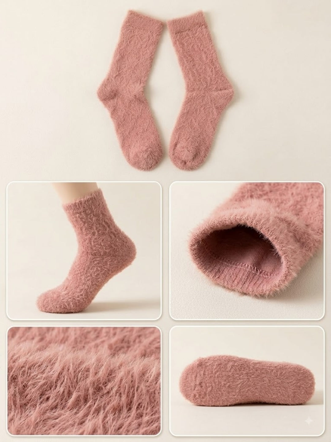 Cdeck Women’s Soft & Warm Woolen Fuzzy Socks | Cozy Thick Winter Socks for Women | Pink
