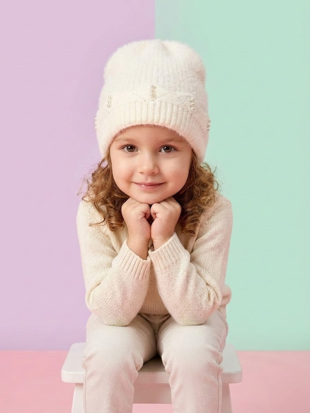 Cdeck Baby Girls Woolen Winter Cap | Soft, Warm & Cozy Winter Wear | 1–2 Years