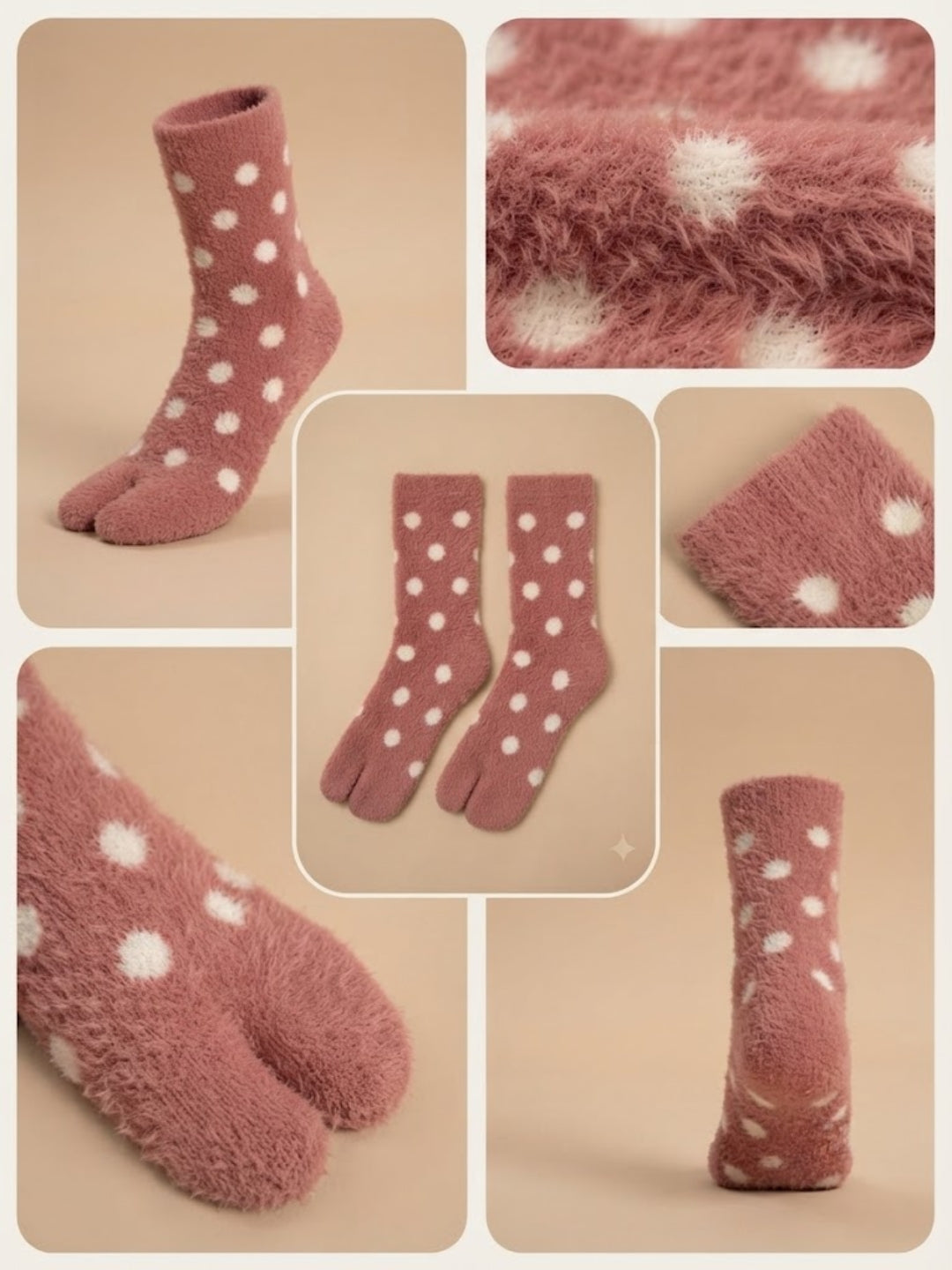 Cdeck Women Premium Hair Wool Socks | Soft Warm Fuzzy Winter Socks | Pink & White | Free Size