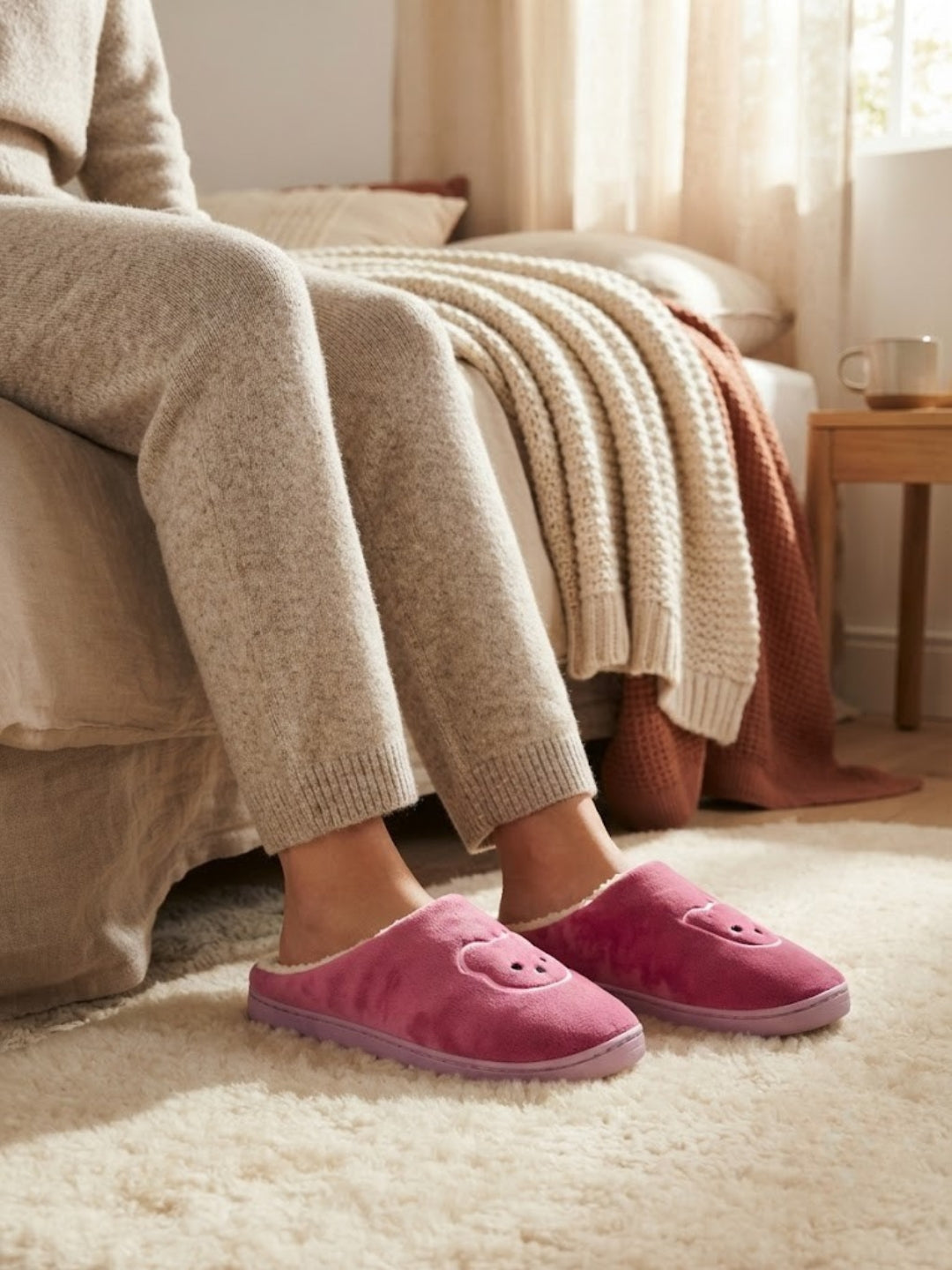 Cdeck Women’s Fuzzy Winter Slippers | Soft Plush  Slippers for Comfort & Warmth | Free Size | Pink