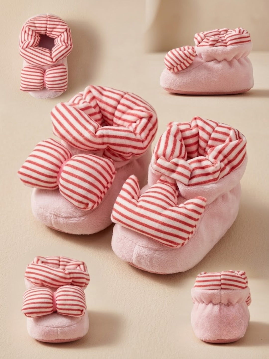 Cdeck Baby Woolen Booties for Infants | Soft, Warm & Comfortable Winter Footwear | 3–9 Months | Pink