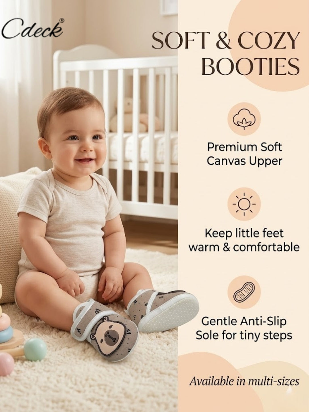 Cdeck Baby Booties | Soft Sole Summer booties for Newborns and Infants | 3-18 months