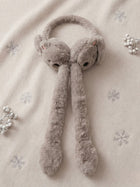 Cdeck Velvet Beige Bunny Earmuffs for Girls & Women, Soft Warm Winter Earmuffs with Long Hanging Ear Covers, Free Size