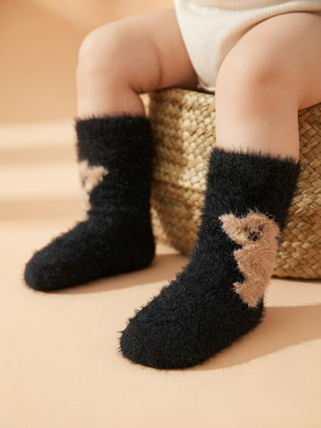 Cdeck Kids Winter Woolen Socks | Soft Fuzzy Rabbit Hair Wool Socks with Cute Animal Designs | 0–4 Years | Pack of 3 | Multicolor