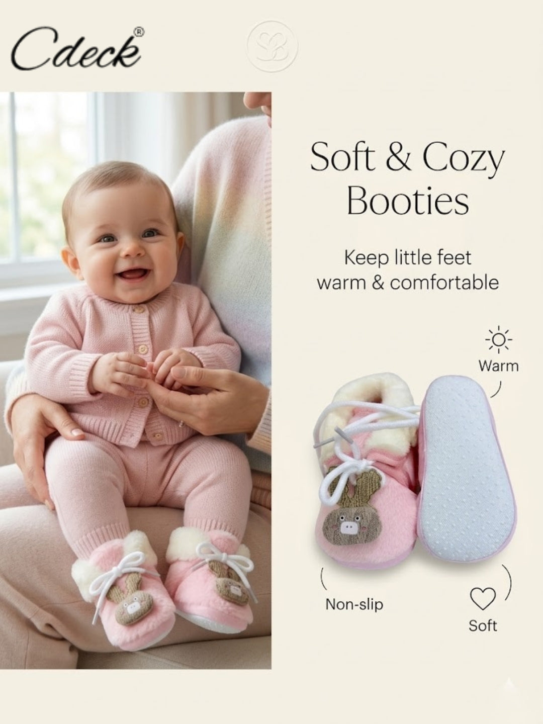 Cdeck Winter Booties for Girls & Boys | Soft, Warm & Comfortable Baby Footwear | 3–18 Months