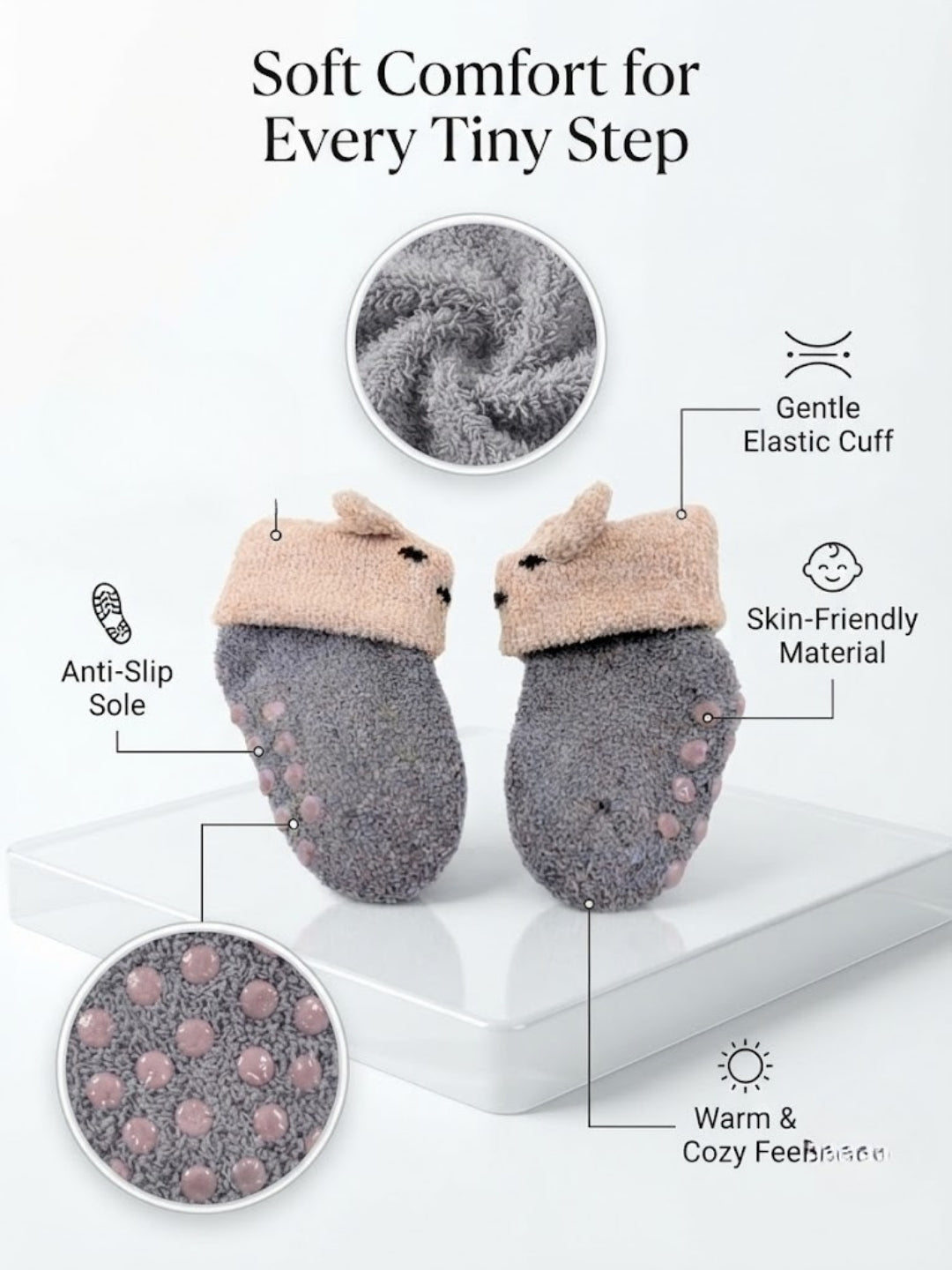 Cdeck Kids Cozy Winter Socks | Soft Rabbit Hair Wool Stretchable Warm Socks | 0–4 Years | Pack of 3 | Multicolor