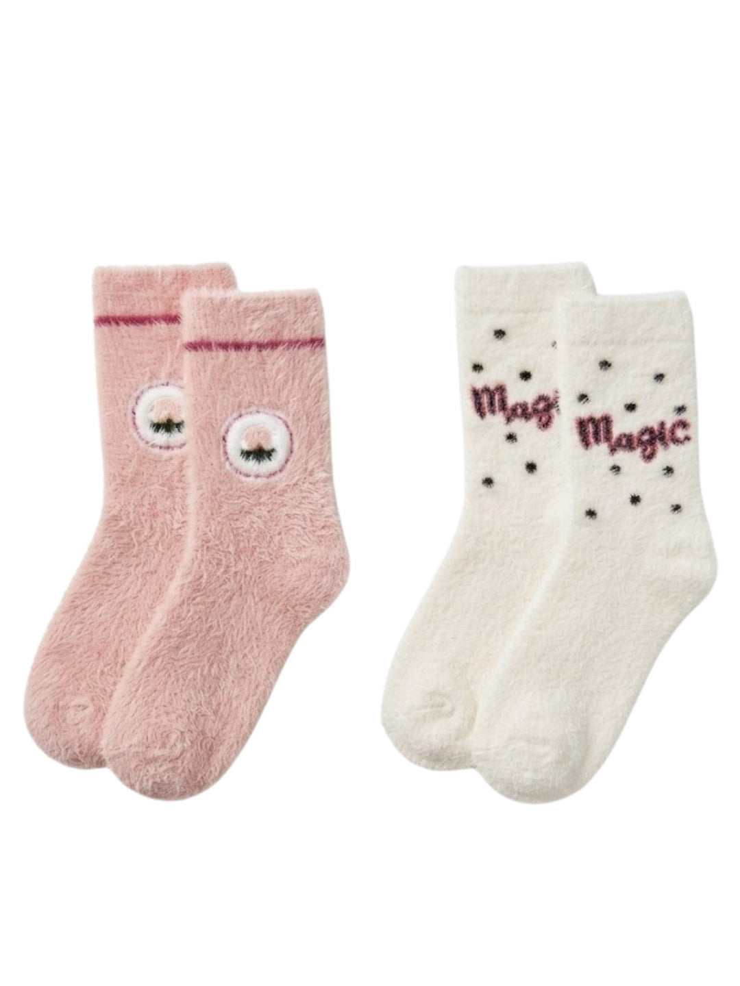 Cdeck Rabbit Hair Wool Socks for Women, 2 Pairs Fuzzy Warm Winter Socks with Cute Animal Face