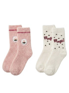 Cdeck Rabbit Hair Wool Socks for Women, 2 Pairs Fuzzy Warm Winter Socks with Cute Animal Face