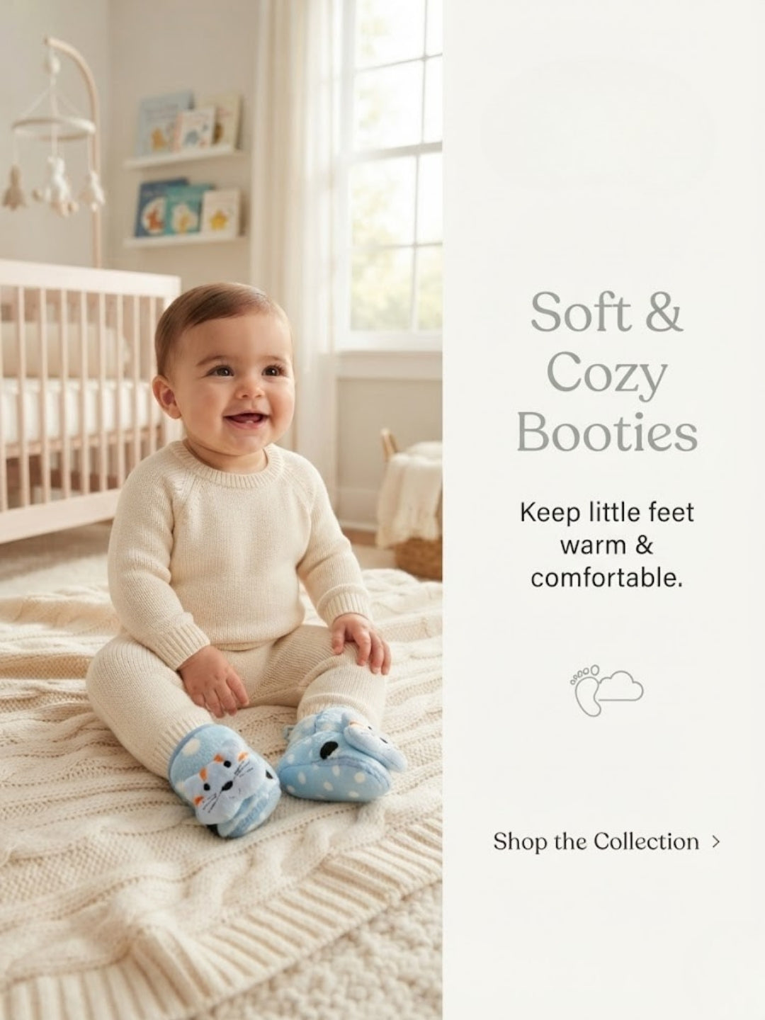 Cdeck Baby Cat Plush Booties for Boys & Girls, Soft Fleece Warm Shoes with Cute Cat Design, 3-9 Months