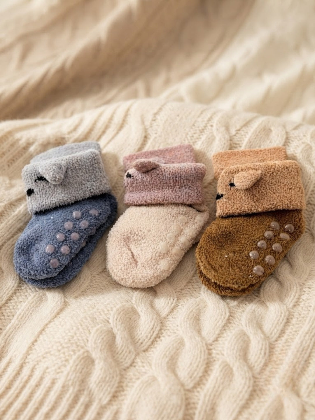 Cdeck Baby Winter Wool Socks | Soft Rabbit Hair Wool Stretchable Socks | 0–4 Years | Pack of 3 | Multicolor