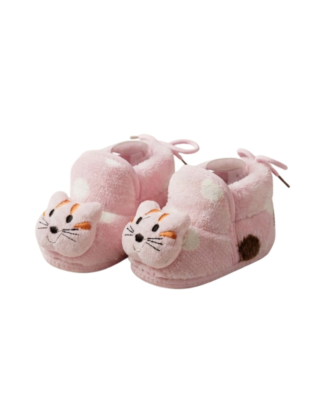 Cdeck Baby Pink Cat Plush Booties for Boys & Girls, Soft Fleece Warm Booties with Cute Animal Design, 3-9 Months