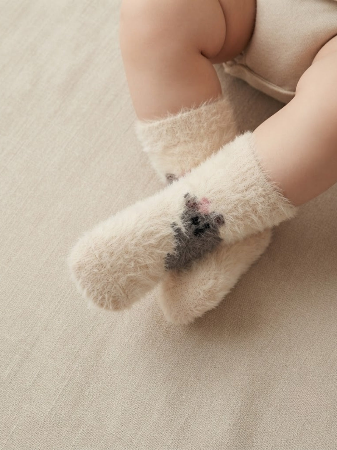 Cdeck Kids Winter Woolen Socks | Soft Fuzzy Rabbit Hair Wool Socks with Anti-Skid Sole | 0–4 Years | Pack of 3 | Multicolor