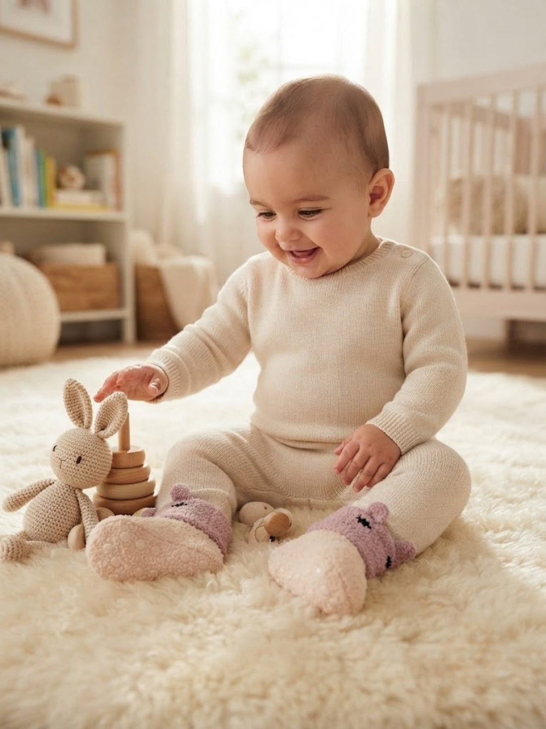 Cdeck Baby Winter Wool Socks | Soft Rabbit Hair Wool Stretchable Socks | 0–4 Years | Pack of 3 | Multicolor