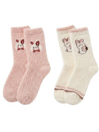 Cdeck Rabbit Hair Wool Socks for Women, 2 Pairs Fuzzy Warm Winter Socks with Cute Rabbit Pattern