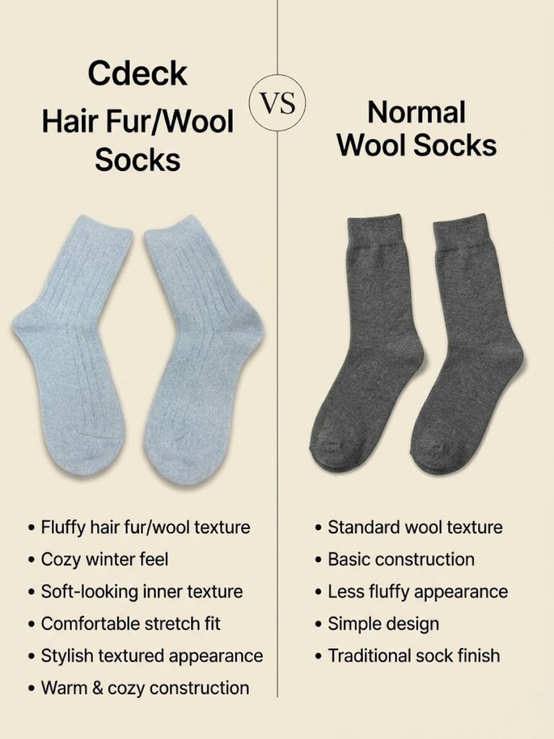 Cdeck Women’s Premium Fuzzy Socks – Soft Warm Winter Socks | Ribbed Design | Free Size | Light Blue