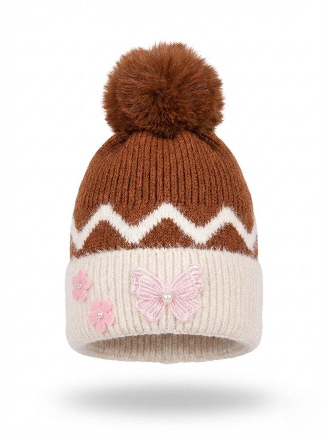 Cdeck Kids Woolen Winter Cap for Baby Girls | Soft, Warm & Comfortable | 1–2 Years