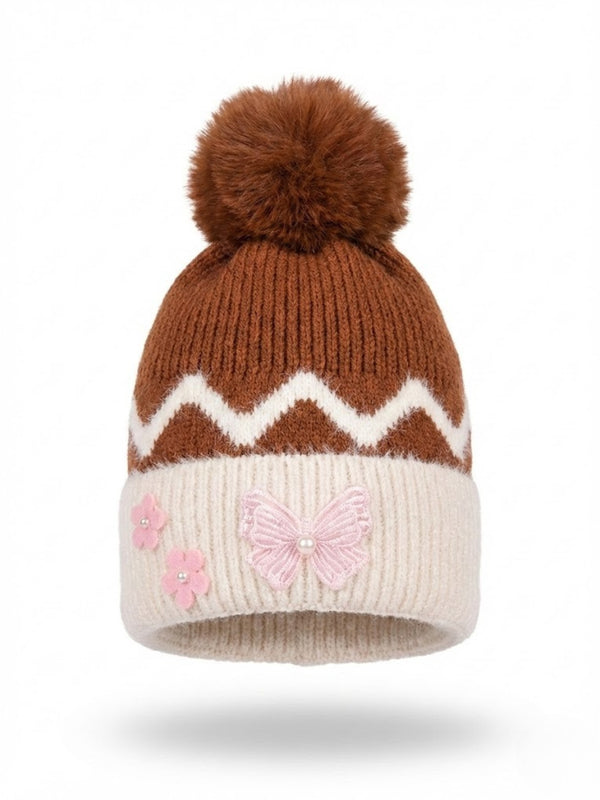 Cdeck Kids Woolen Winter Cap for Baby Girls | Soft, Warm & Comfortable | 1–2 Years